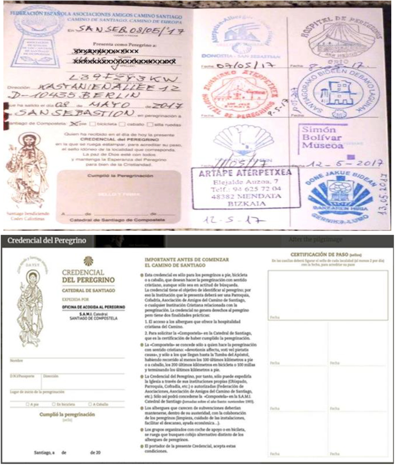 Figure 1:
Two Examples of Pilgrim’s Credentials (The first is a Credential Proper, the second is a Credential Template).