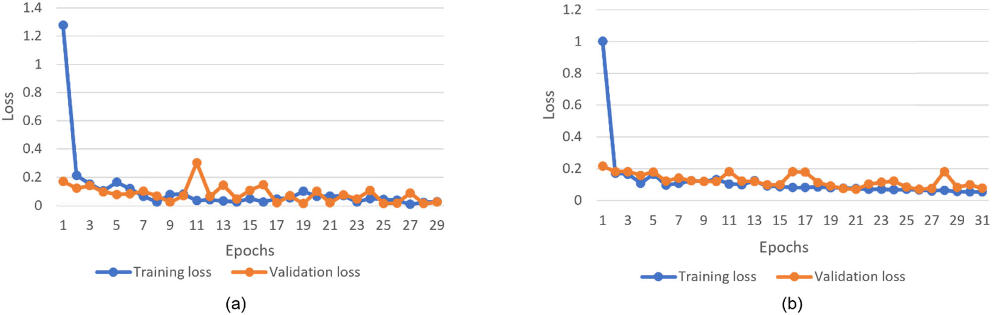 Figure 10
Training and validation loss curve for the Second Dataset fruits: (a) Ajwa Date, and (b) Mabroom Date.