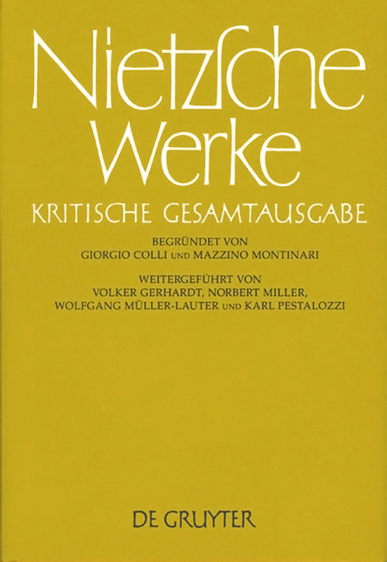 Ochre colored book cover of the “Nietzsche Werke”