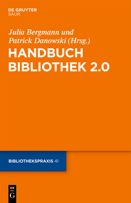 Orange colored cover of the book Handbuch Bibliothek 2.0